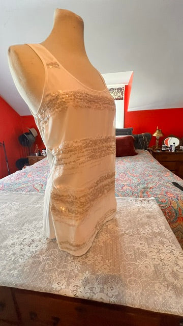 Express Cream Sequin Shimmer Tank Top Size Small
