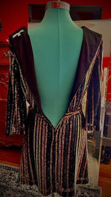 Skies Are Blue Multicolor Sequin Stripe Dress Size Small