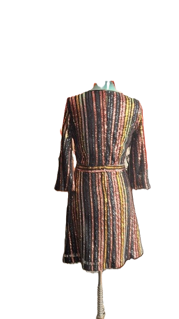Skies Are Blue Multicolor Sequin Stripe Dress Size Small