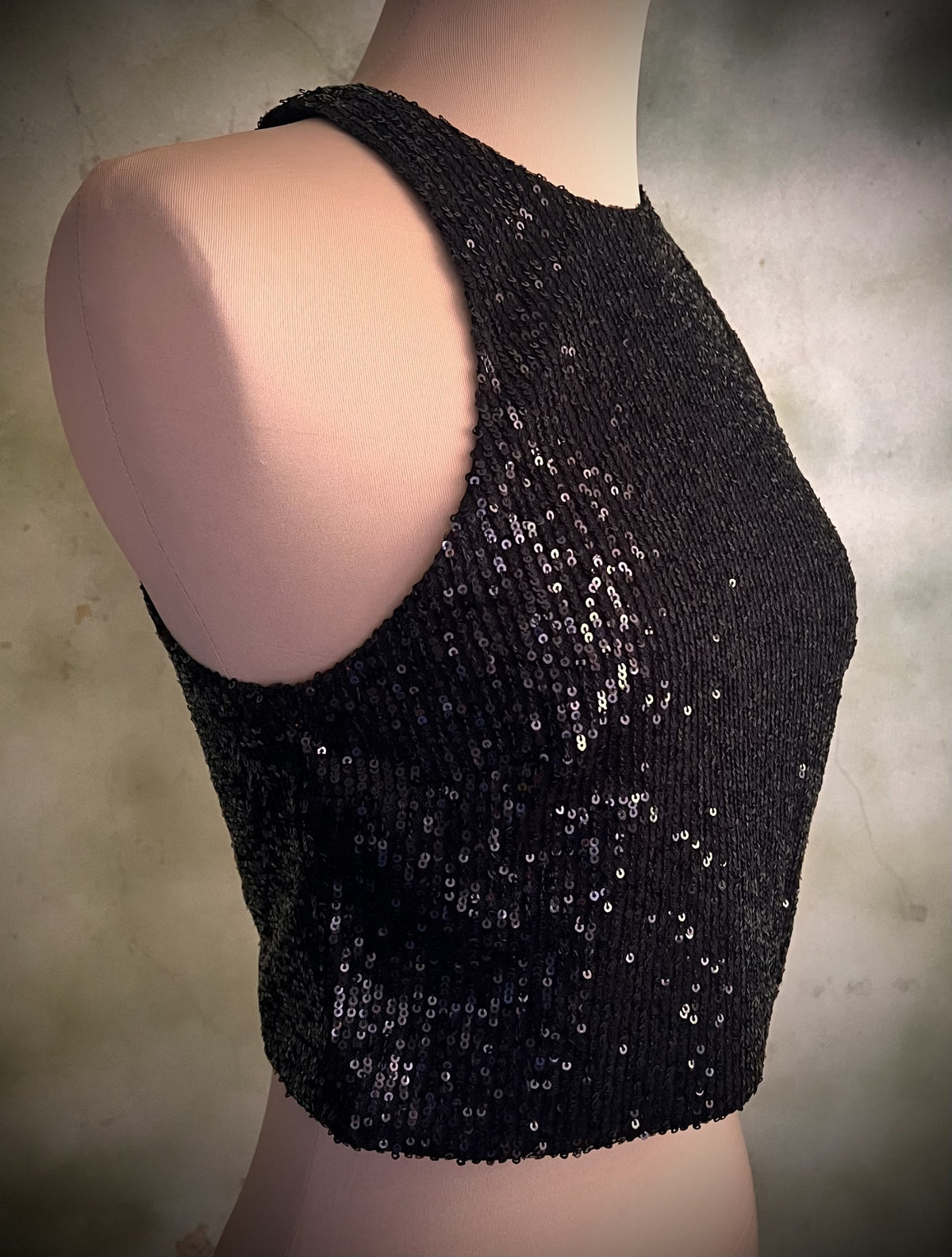 H&M Size Small Black Sequin Halter Crop Top Party Holiday