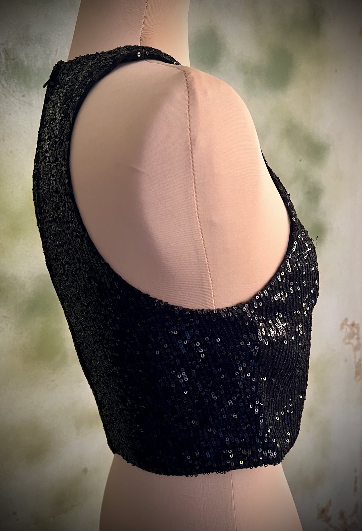 H&M Size Small Black Sequin Halter Crop Top Party Holiday