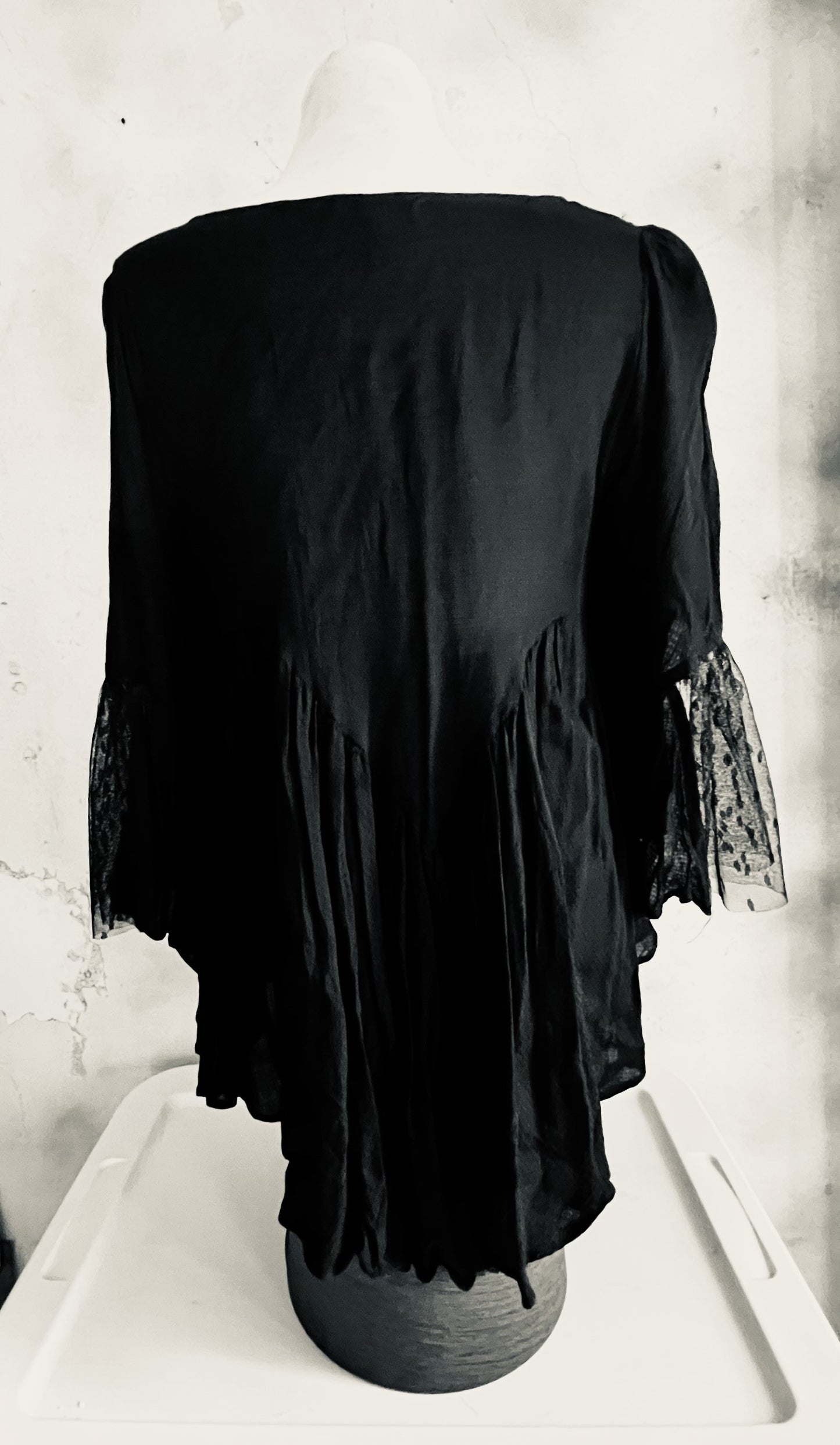 Ciel USA Black Sheer Lace Boho Blouse Size S