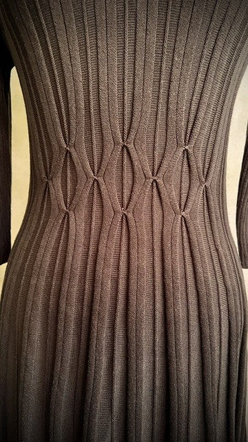 Connected Apparel Dark Taupe Ribbed Knit Sweater Dress Size Small