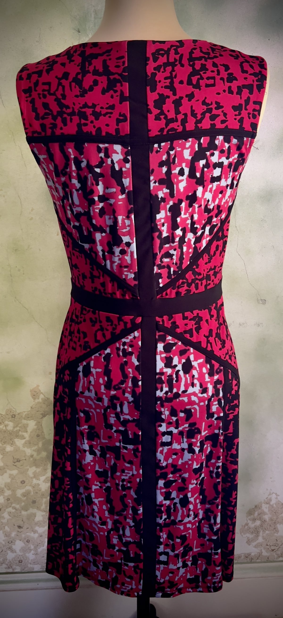 Just Taylor Size 2 Red Black Abstract Print Sleeveless Fit & Flare Dress