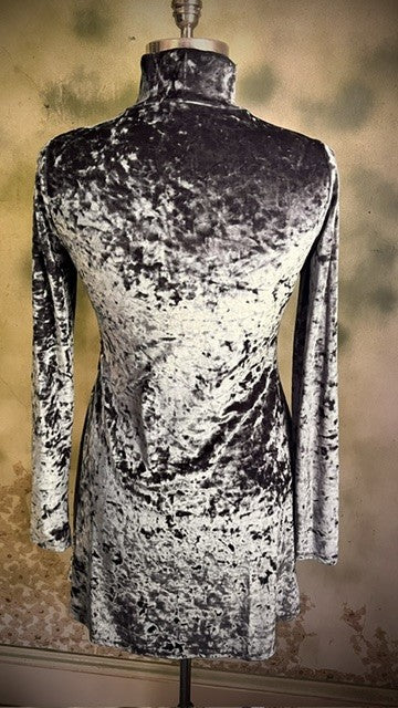 Kimchi Blue Icy Turquoise Crushed Velvet Turtleneck Mini Dress Medium
