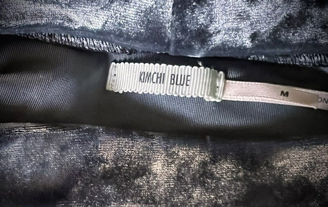 Kimchi Blue Icy Turquoise Crushed Velvet Turtleneck Mini Dress Medium