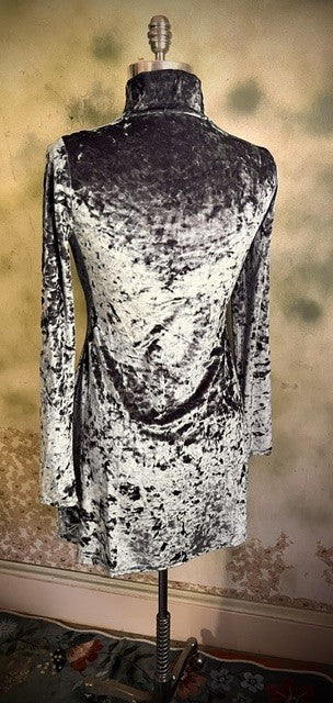 Kimchi Blue Icy Turquoise Crushed Velvet Turtleneck Mini Dress Medium