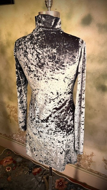 Kimchi Blue Icy Turquoise Crushed Velvet Turtleneck Mini Dress Medium