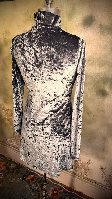 Kimchi Blue Icy Turquoise Crushed Velvet Turtleneck Mini Dress Medium