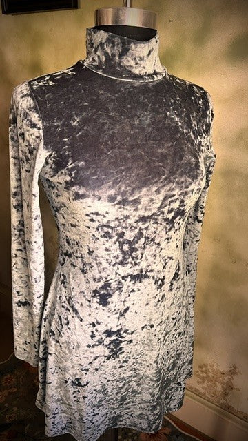 Kimchi Blue Icy Turquoise Crushed Velvet Turtleneck Mini Dress Medium