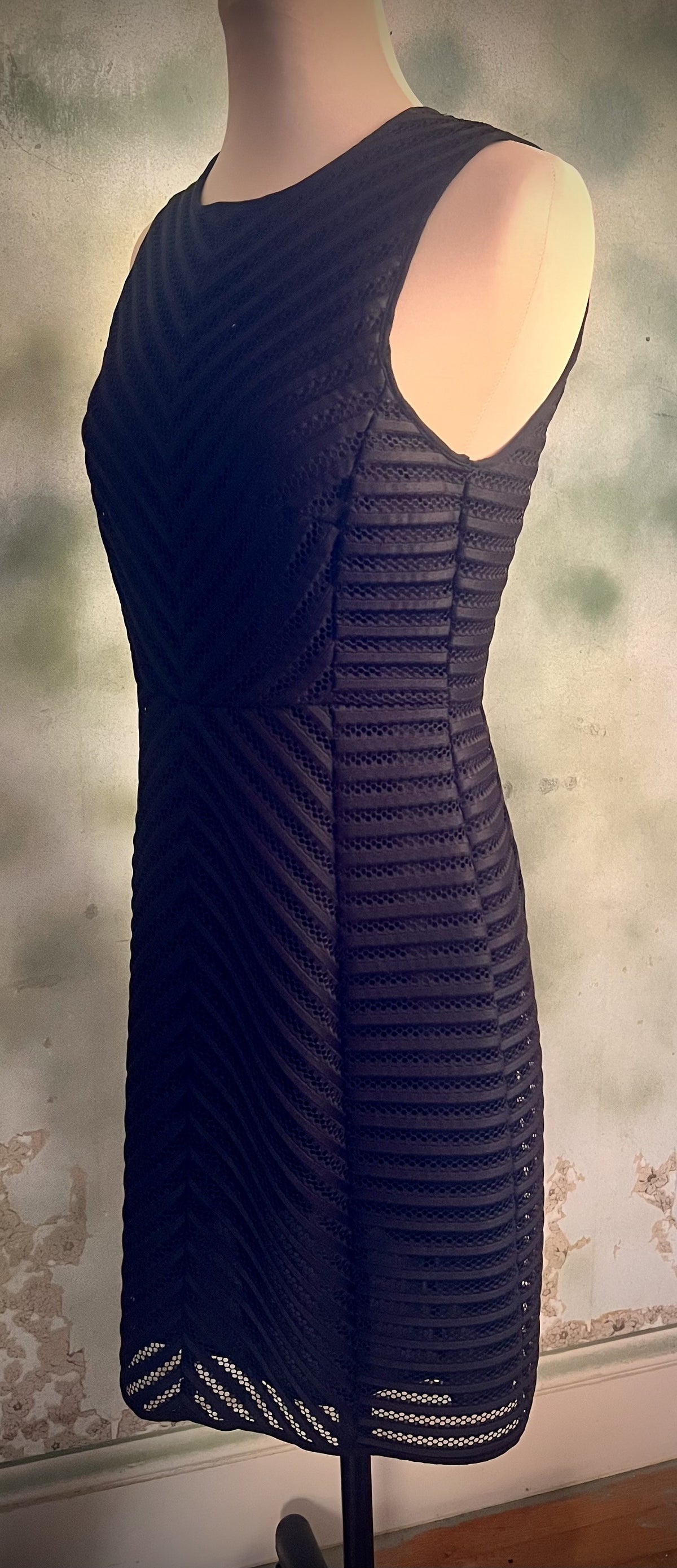 H&M Black Chevron Lace Fit & Flare